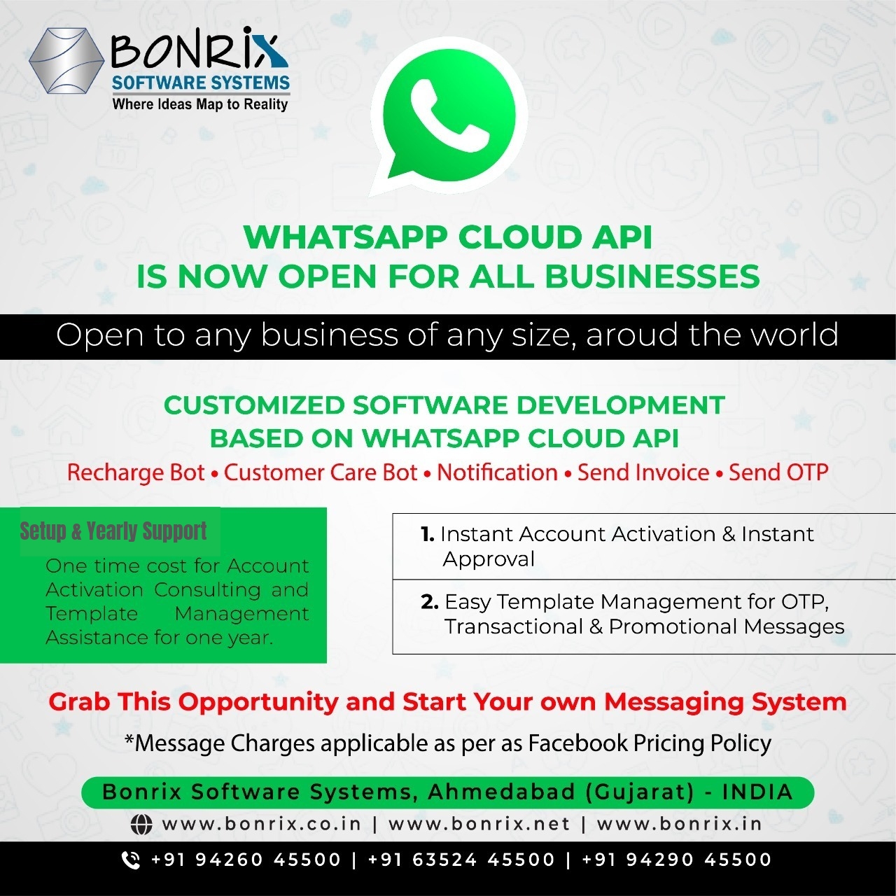 Bonrix WhatsApp Cloud API services and features announcement